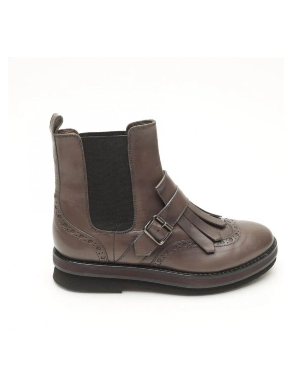 $600 AGL LEATHER BROGUE WINGTIP FRINGE KILTIE CHELSEA PLATFORM BOOT 37 (MW2)